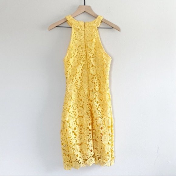Lulu’s Love Poem Yellow Lace Embroidered Mini Dress Size Medium - Picture 3 of 8